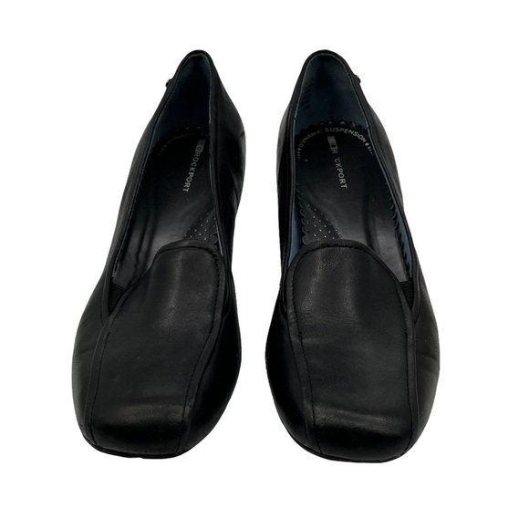 Rockport Black Leather Square Toe Block Heels Size 7 Women’s - Picture 3 of 9